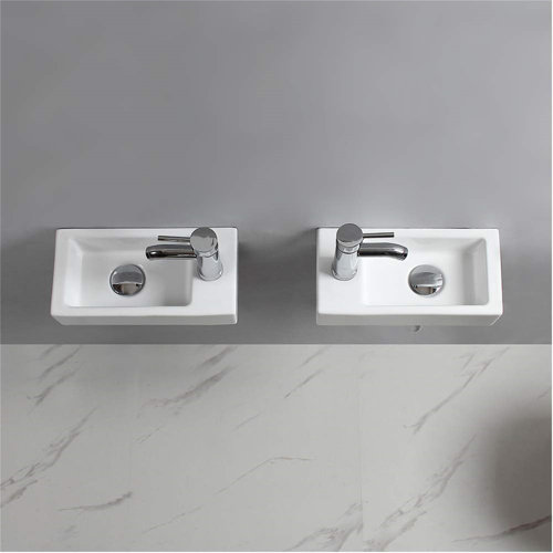 BTERAZ 7.3'' White Ceramic Rectangular Wall Mount Bathroom Sink | Wayfair